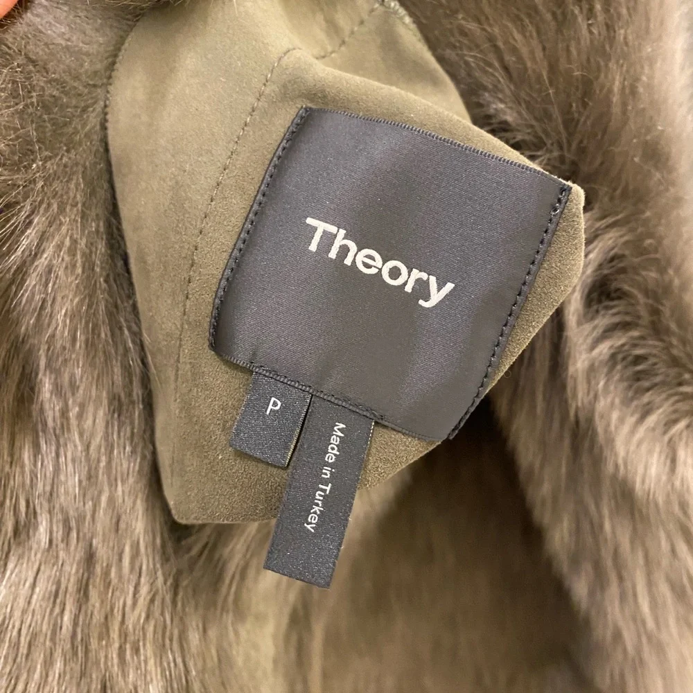 Theory overlay lamb shearling fur leather reversible coat - Picture 4 of 9